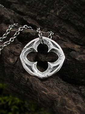 Quatrefoil necklace, gothic window necklace